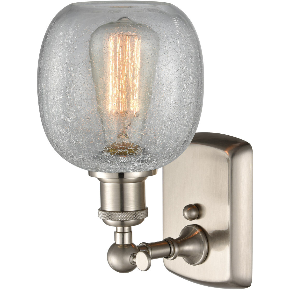Ballston Belfast 1 Light 6 inch Brushed Satin Nickel Sconce Wall Light in Clear Crackle Glass, Ballston