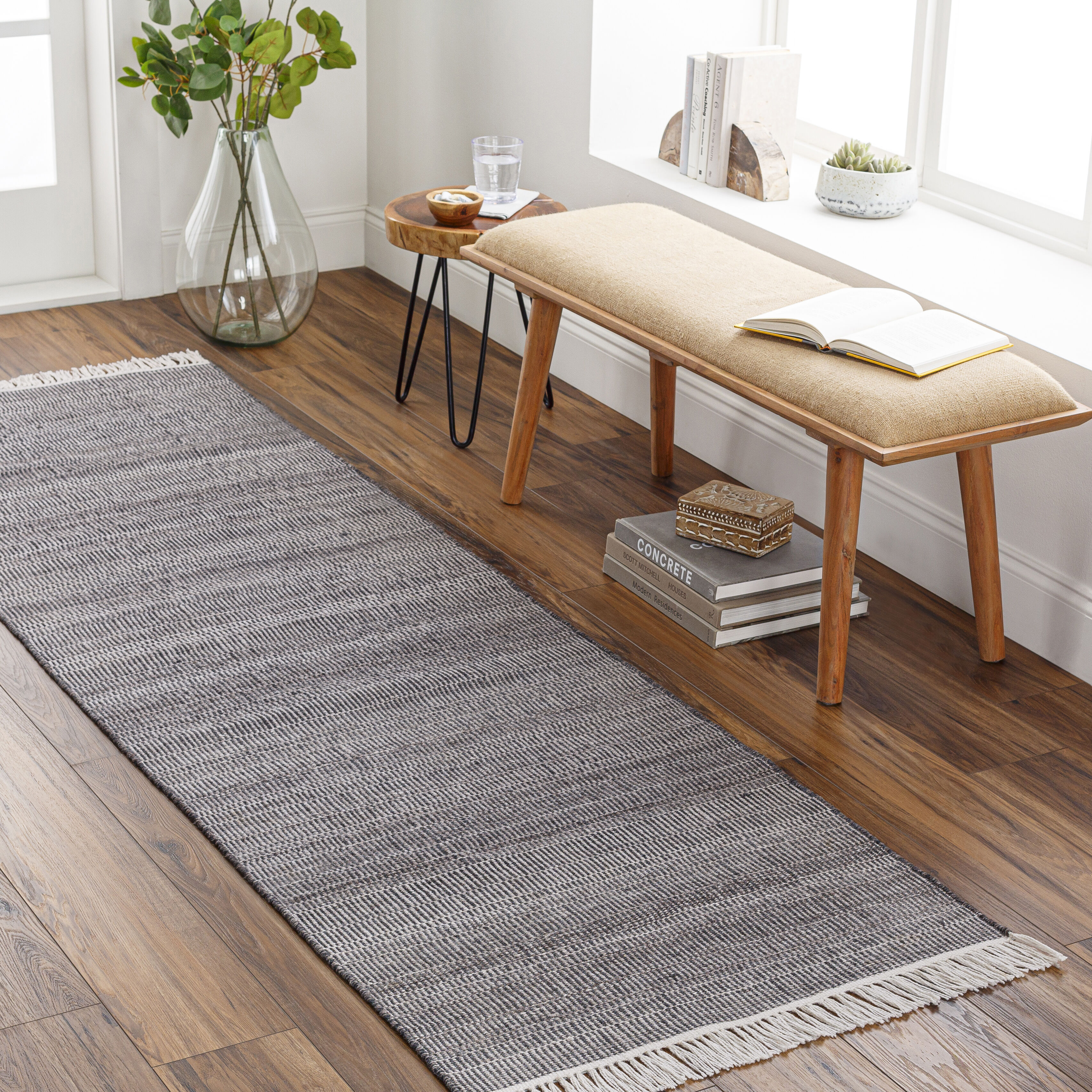 Lily 96 X 30 inch Medium Grey Rug, Runner