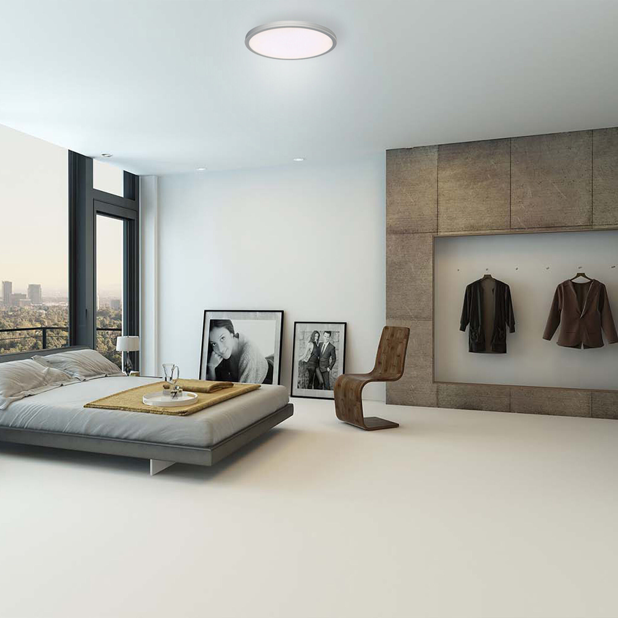 Geos LED 22.13 inch Titanium Flush Mount Ceiling Light in 2700K, dweLED