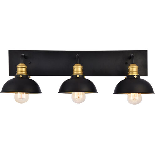 Anders 3 Light 27 inch Black and Brass Wall Sconce Wall Light