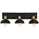 Anders 3 Light 27 inch Black and Brass Wall Sconce Wall Light