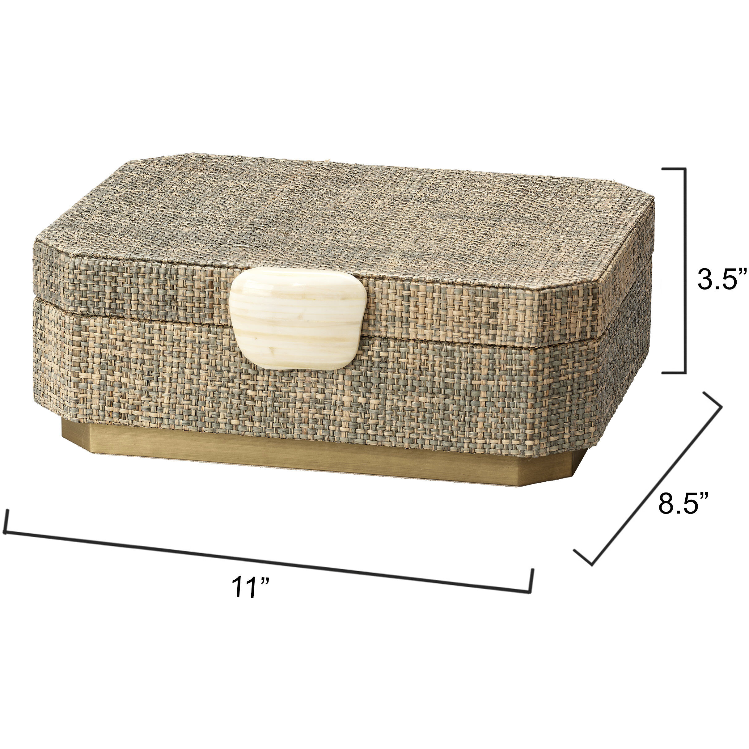 Eden 11 inch Grey Steel Raffia and Ivory Bone Box
