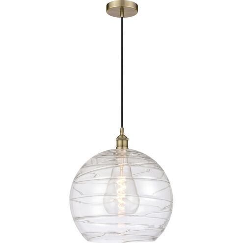 Edison Athens Deco Swirl LED 14 inch Antique Brass Pendant Ceiling Light