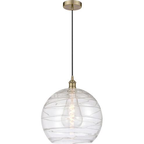 Edison Athens Deco Swirl 1 Light 14 inch Antique Brass Pendant Ceiling Light