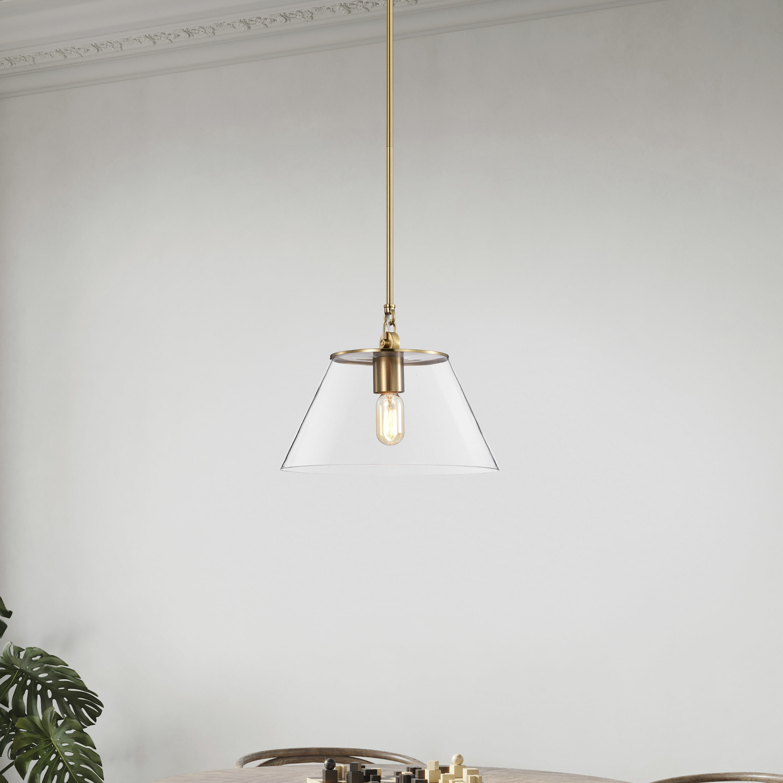 Dover 1 Light 14 inch Vintage Brass Pendant Ceiling Light