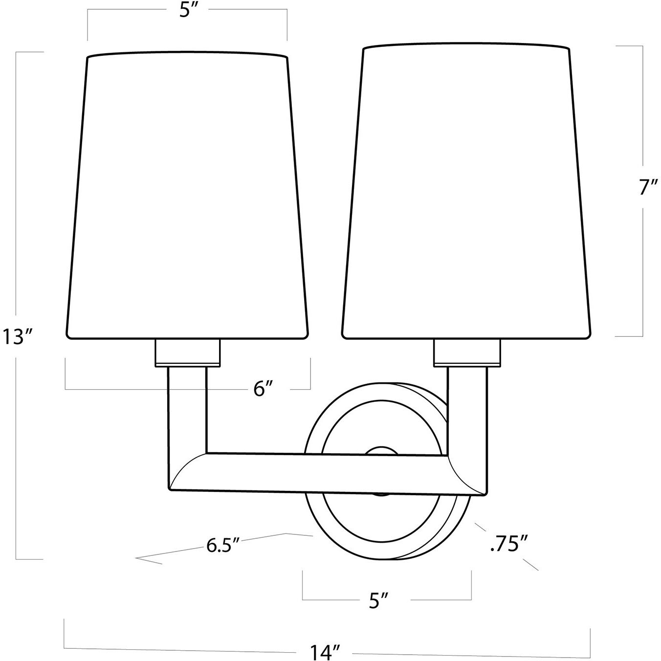 Legend Wall Sconce Wall Light in Natural Brass, Double