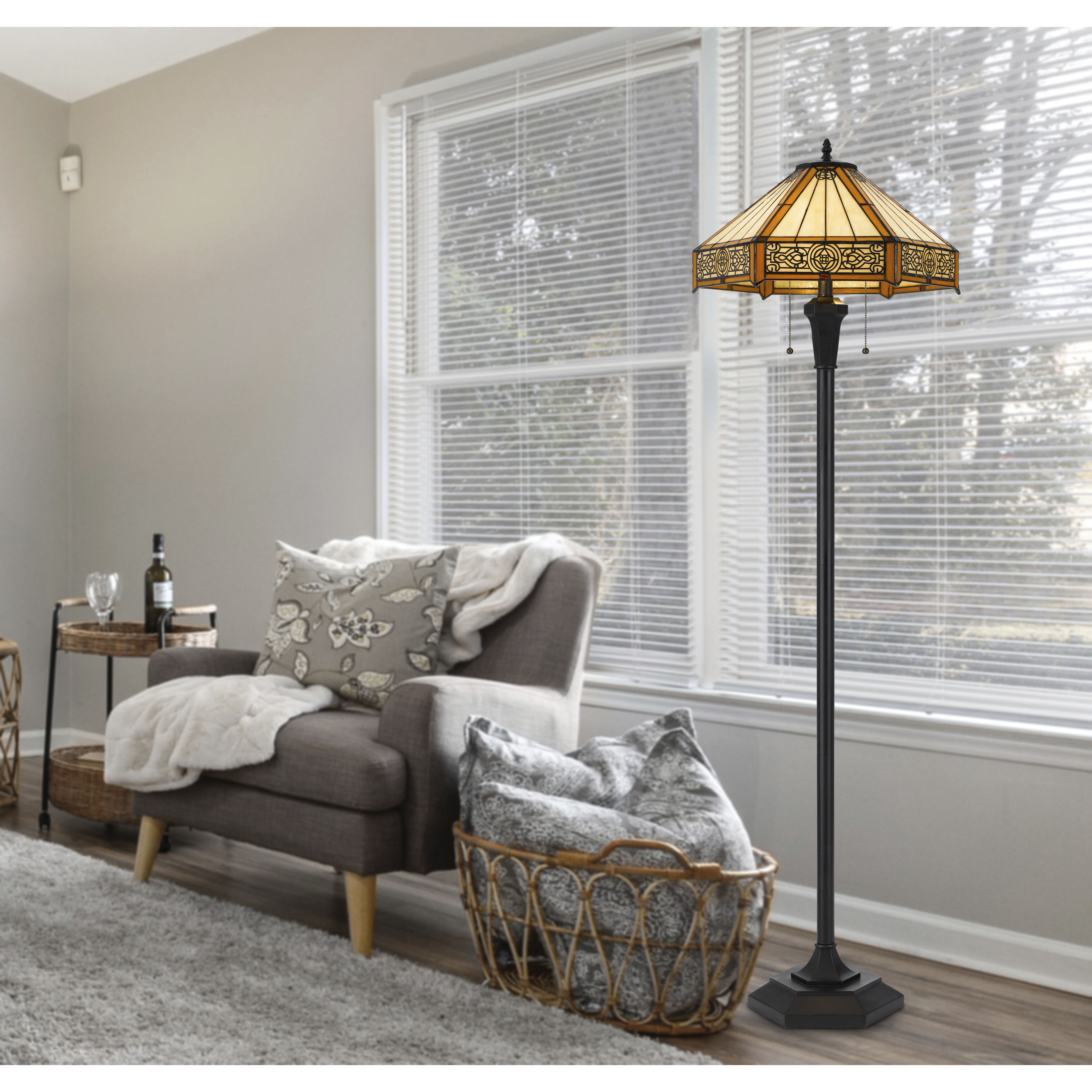 3111 Tiffany 60 inch 60.00 watt Dark Bronze Floor Lamp Portable Light