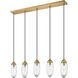 Arden 5 Light 42 inch Rubbed Brass Linear Chandelier Ceiling Light