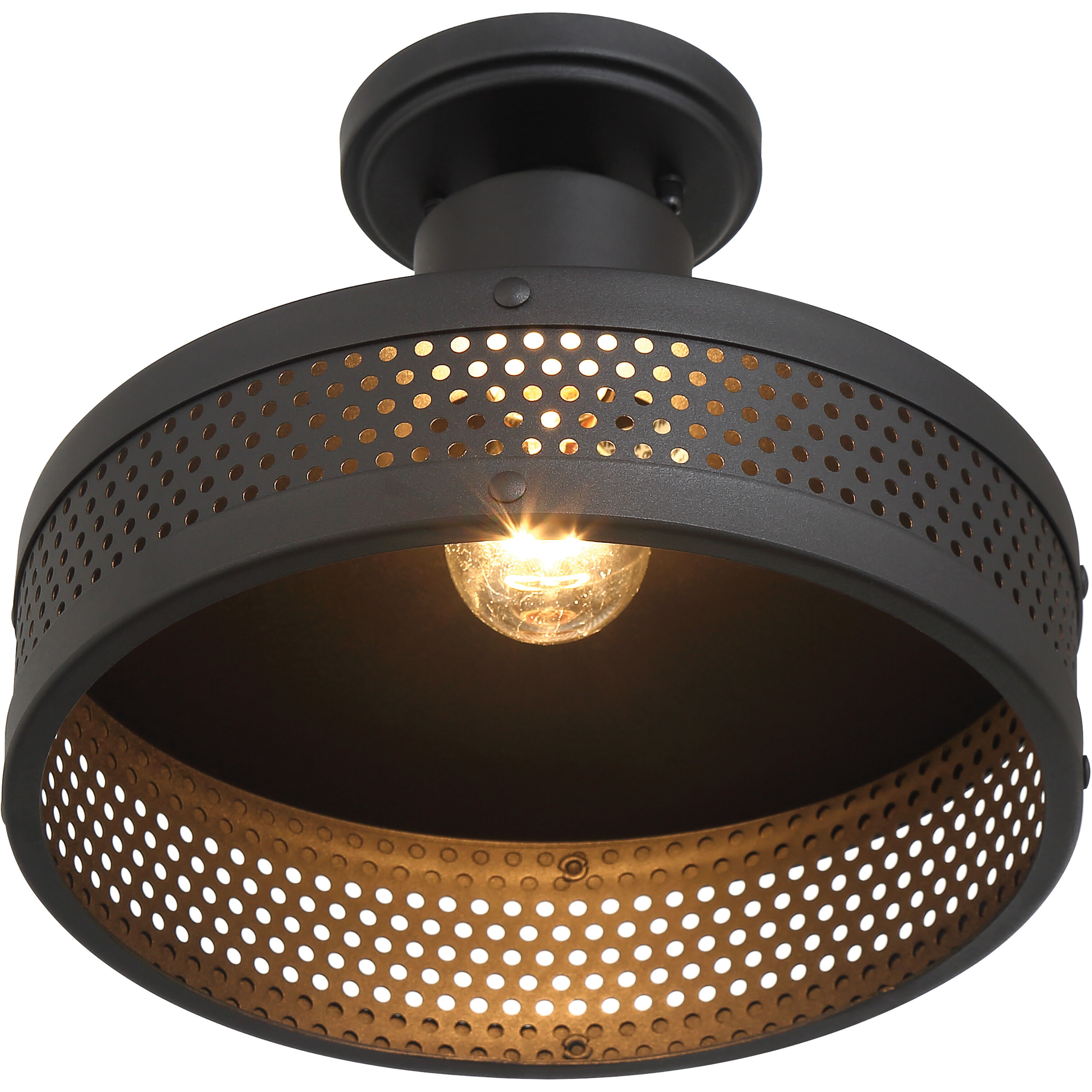 Abalone Point 1 Light 12 inch Coal Outdoor Flush Mount, Outdoor