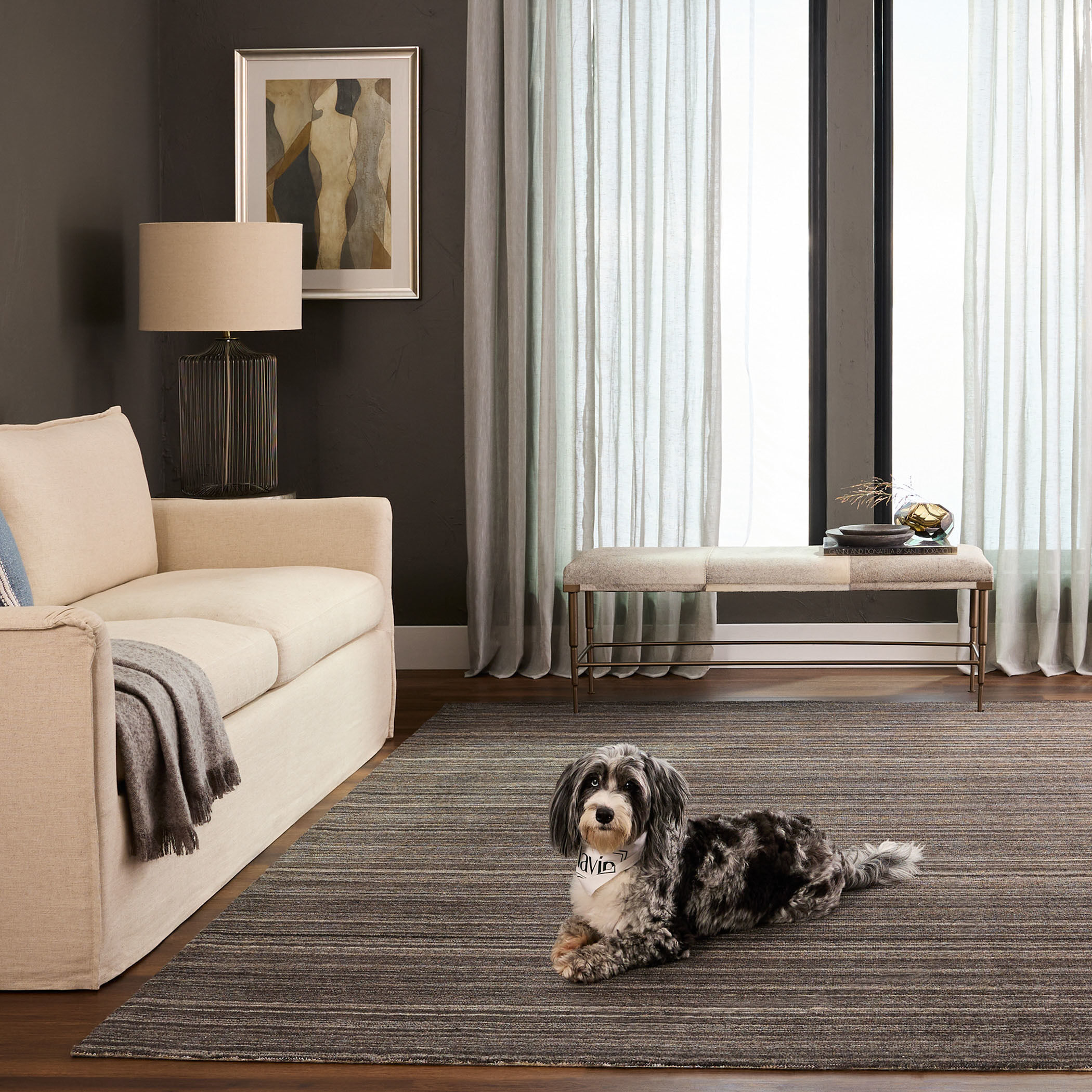 Riya 130 X 94 inch Dark Grey Rug in 8 x 11