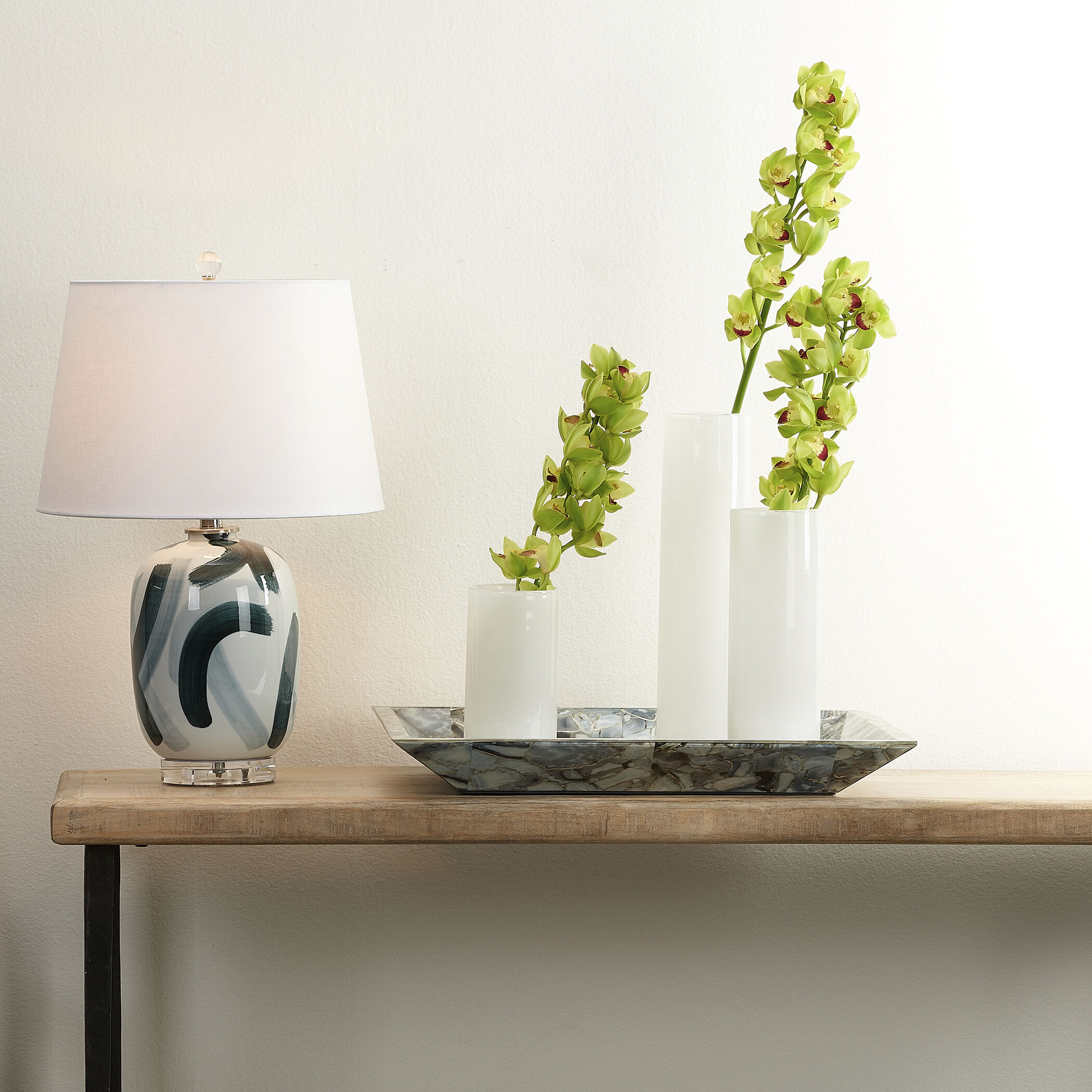 Gwendolyn 16 X 4 inch Vases in White Glass, Set of 3