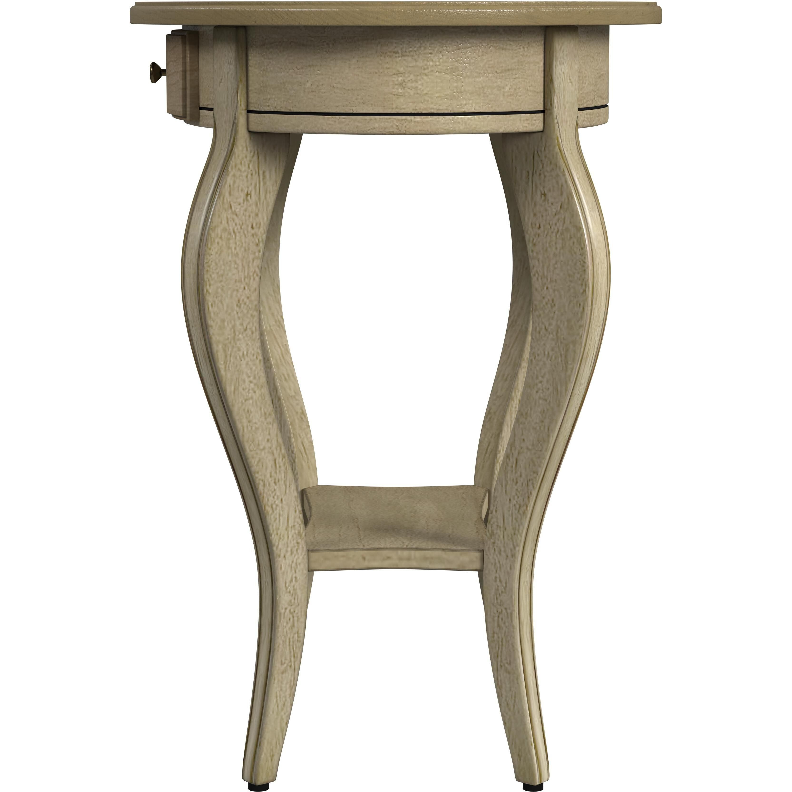 Jeanette Oval Wood Side Table in Beige