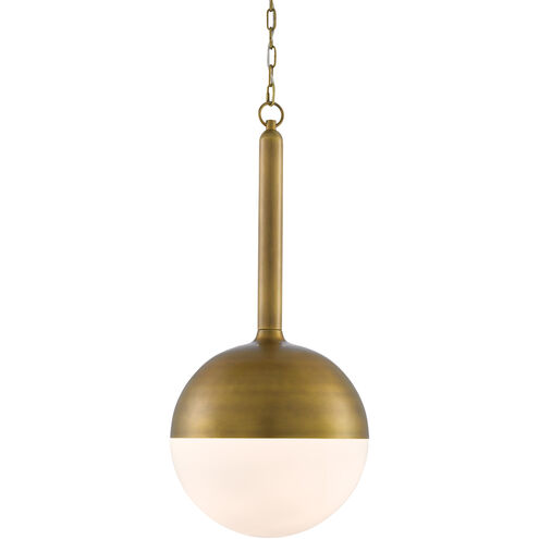 Moonward 1 Light 14 inch Antique Brass/Opaque White Pendant Ceiling Light