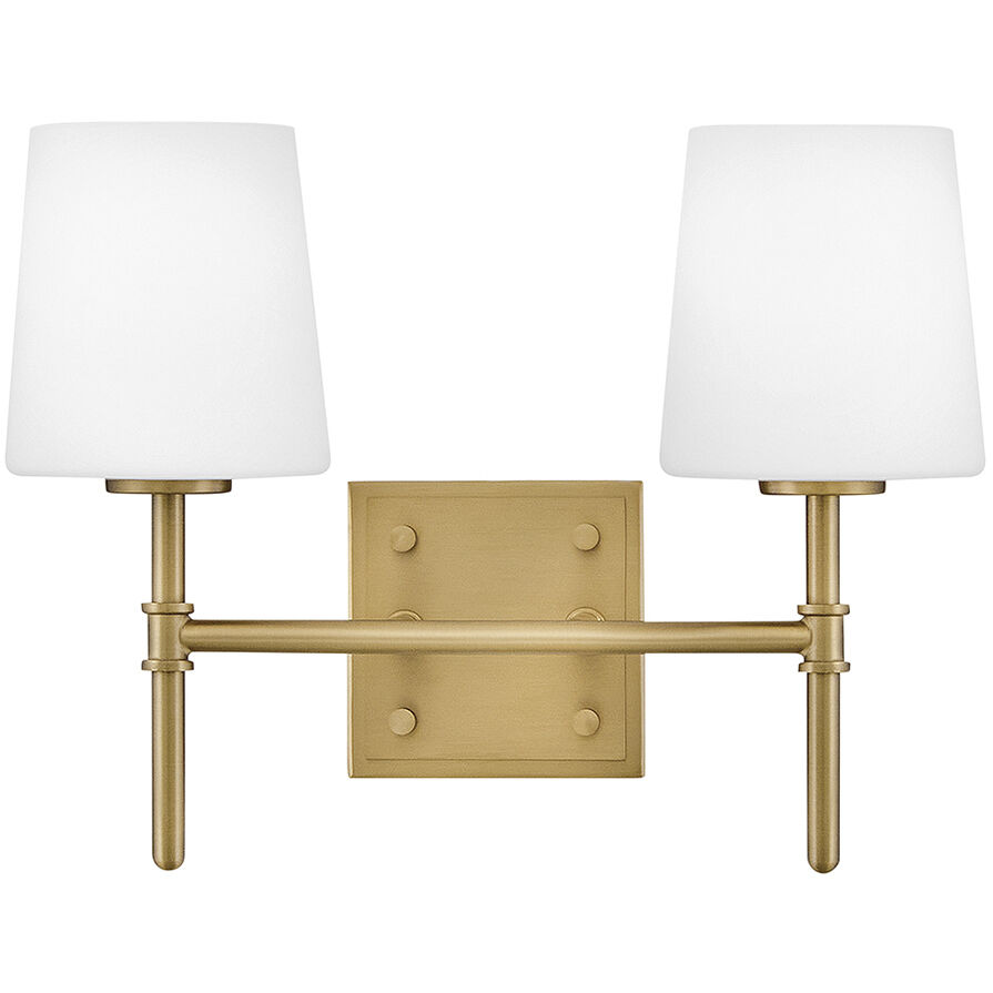 Saunders 2 Light 13.75 inch Lacquered Brass Bath Light Wall Light