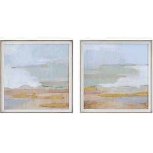 Abstract Coastline 20 X 20 inch Framed Prints, Set of 2