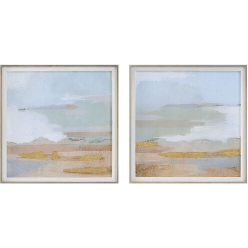 Abstract Coastline 19.5 X 19.5 inch Framed Prints, Set of 2