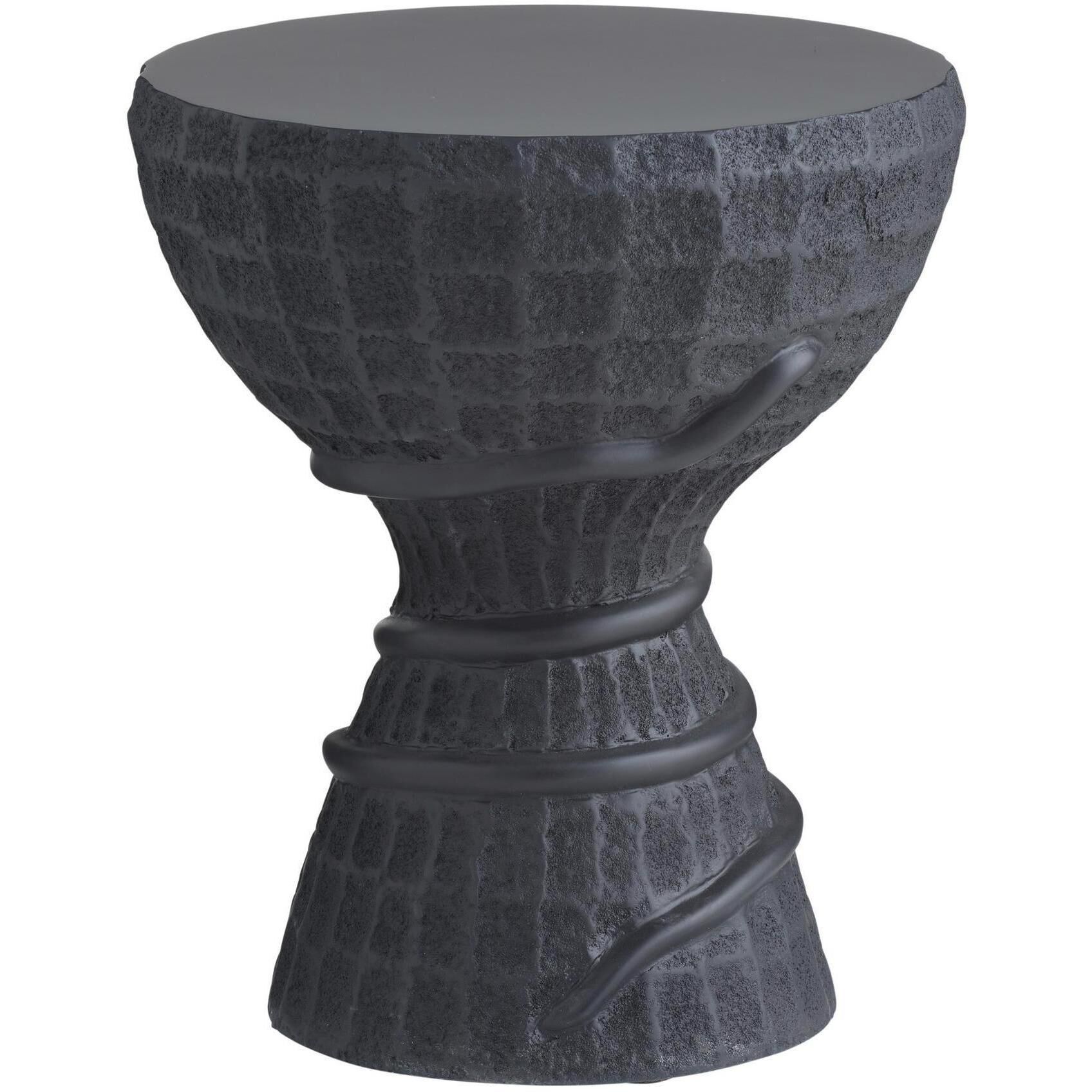 Kobra 15 inch Black Volcanic Ash Outdoor Accent Table