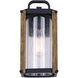 Aki 1 Light 12 inch Black and Wood Outdoor Wall Lantern