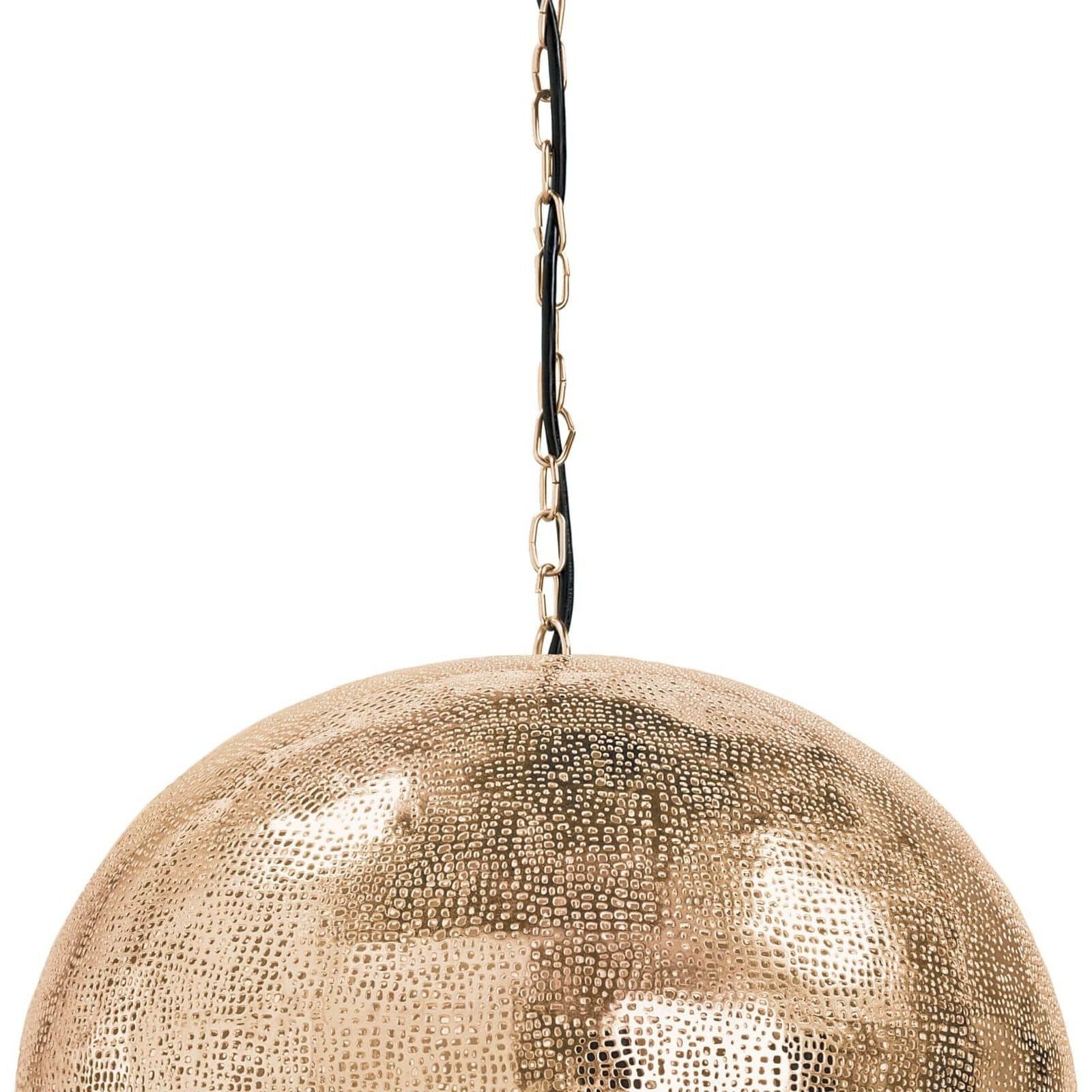 Pierced 5 Light 18 inch Natural Brass Pendant Ceiling Light, Sphere