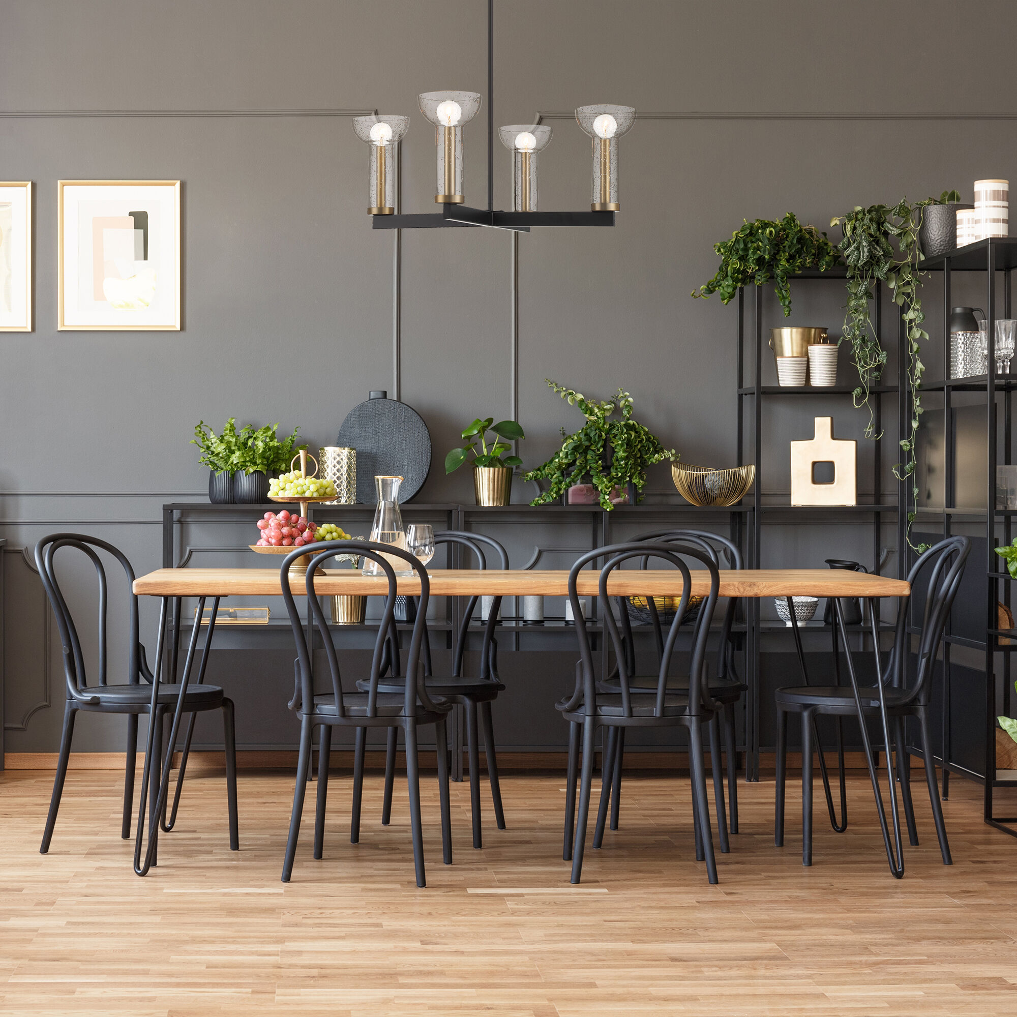 Nova 4 Light 25 inch Matte Black Chandelier Ceiling Light