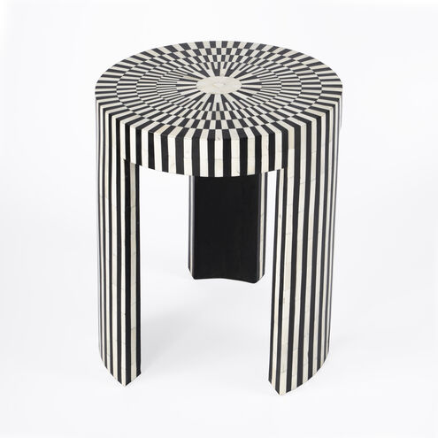 Rimma Bone Inlay Side Table in Black and White