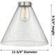Aditi X-Large Cone 1 Light 12 inch Brushed Satin Nickel Flush Mount Ceiling Light in Seedy Glass, Aditi