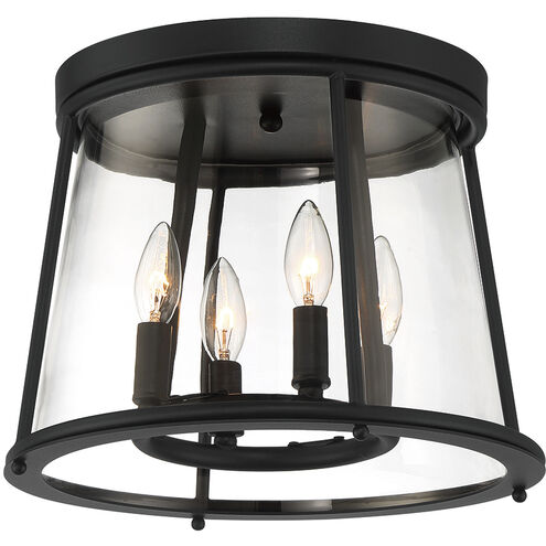 Daulle 4 Light 14 inch Satin Black Outdoor Flush Mount