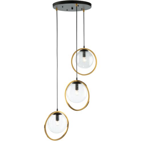 Lugano LED 17 inch Black and Vintage Brass Pendant Ceiling Light