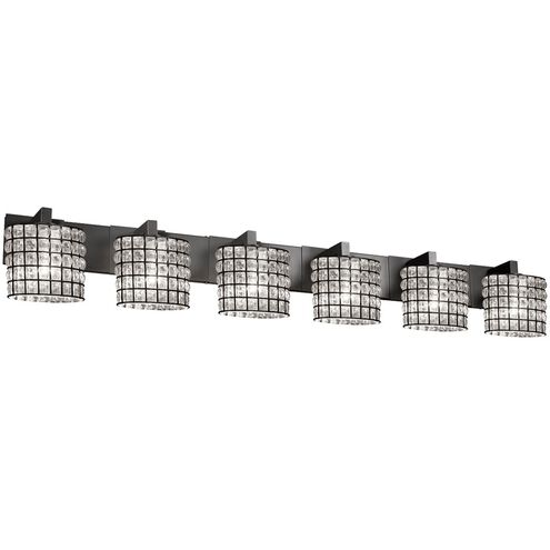 Wire Glass LED 55.5 inch Brushed Nickel Bath Bar Wall Light in 4200 Lm LED, Swirl with Clear Bubbles, Cylinder with Flat Rim, Modular