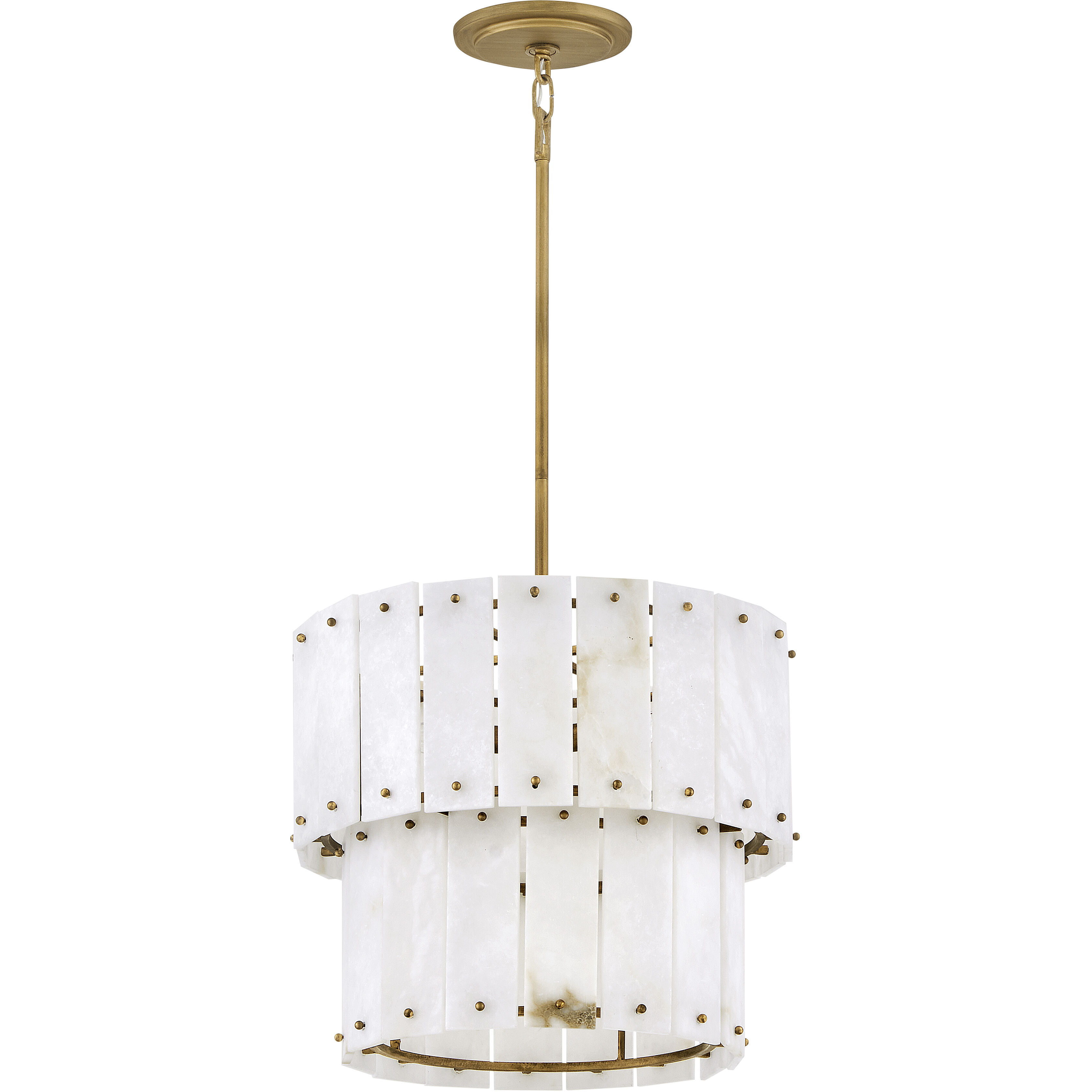 Simone LED 17.5 inch Burnished Gold Foyer Ceiling Light in Alabaster, Semi-flush Mount