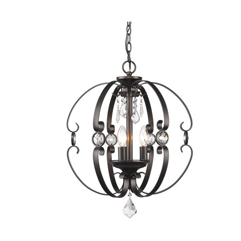 Ella 3 Light 18 inch Brushed Etruscan Bronze Pendant Ceiling Light, Caged