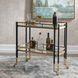 Kentmore Matte Black and Brushed Gold with Clear Glass Bar Cart