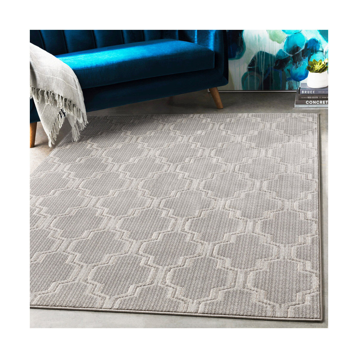 Lagom 35 X 24 inch Charcoal/Medium Gray/Light Gray/Ivory Rugs, Rectangle