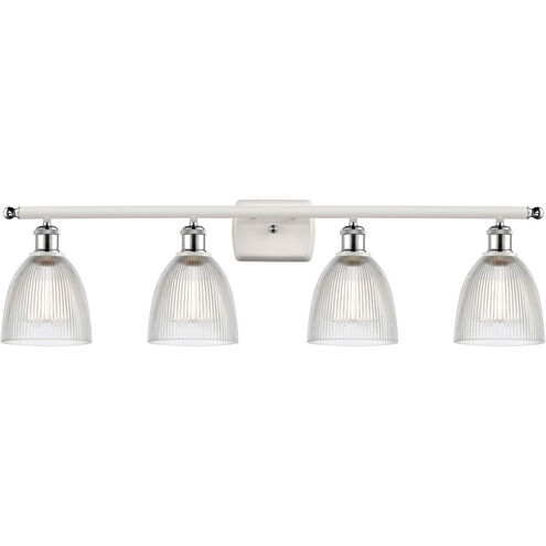 Ballston Castile 4 Light 36 inch White and Polished Chrome Bath Vanity Light Wall Light in Clear Glass, Ballston