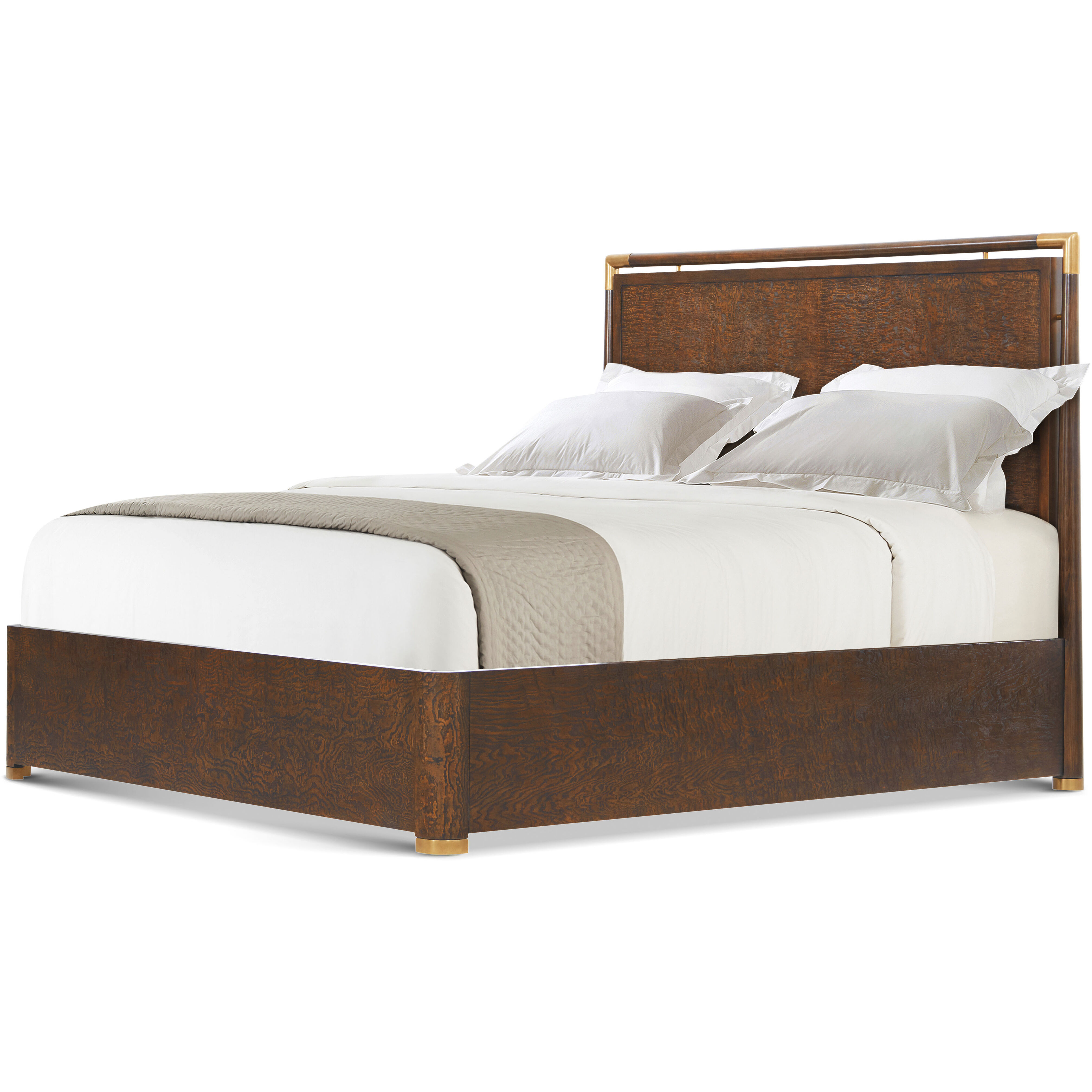 Kesden Pyramid Brown US King Bed, Wooden