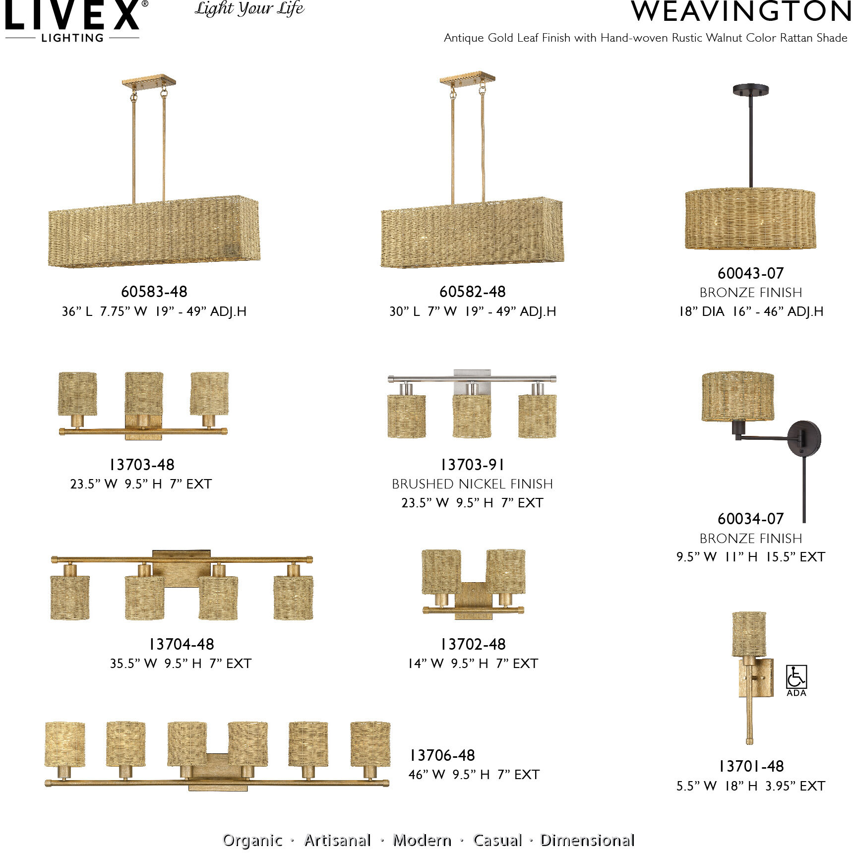 Weavington 6 Light 46 inch Antique Gold Leaf Vanity Wall Sconce Wall Light