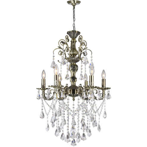 Brass 6 Light 24 inch Antique Brass Up Chandelier Ceiling Light