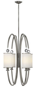 Monaco 4 Light 26.75 inch Brushed Nickel Foyer Ceiling Light, Etched Opal Glass