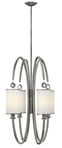 Monaco 4 Light 26.75 inch Brushed Nickel Foyer Ceiling Light, Etched Opal Glass