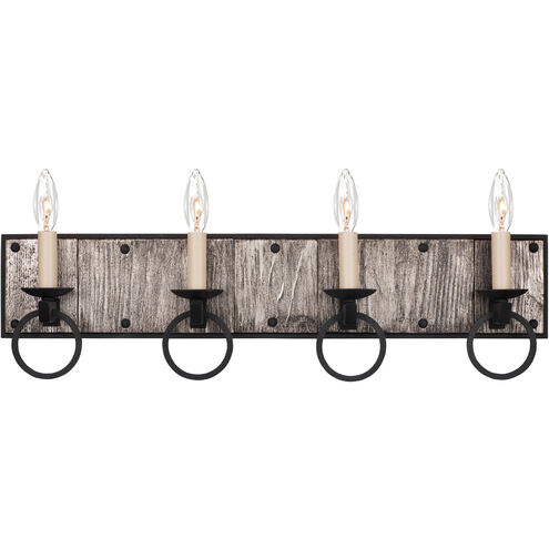 Laramie 4 Light 26 inch Black Iron Vanity Light Wall Light