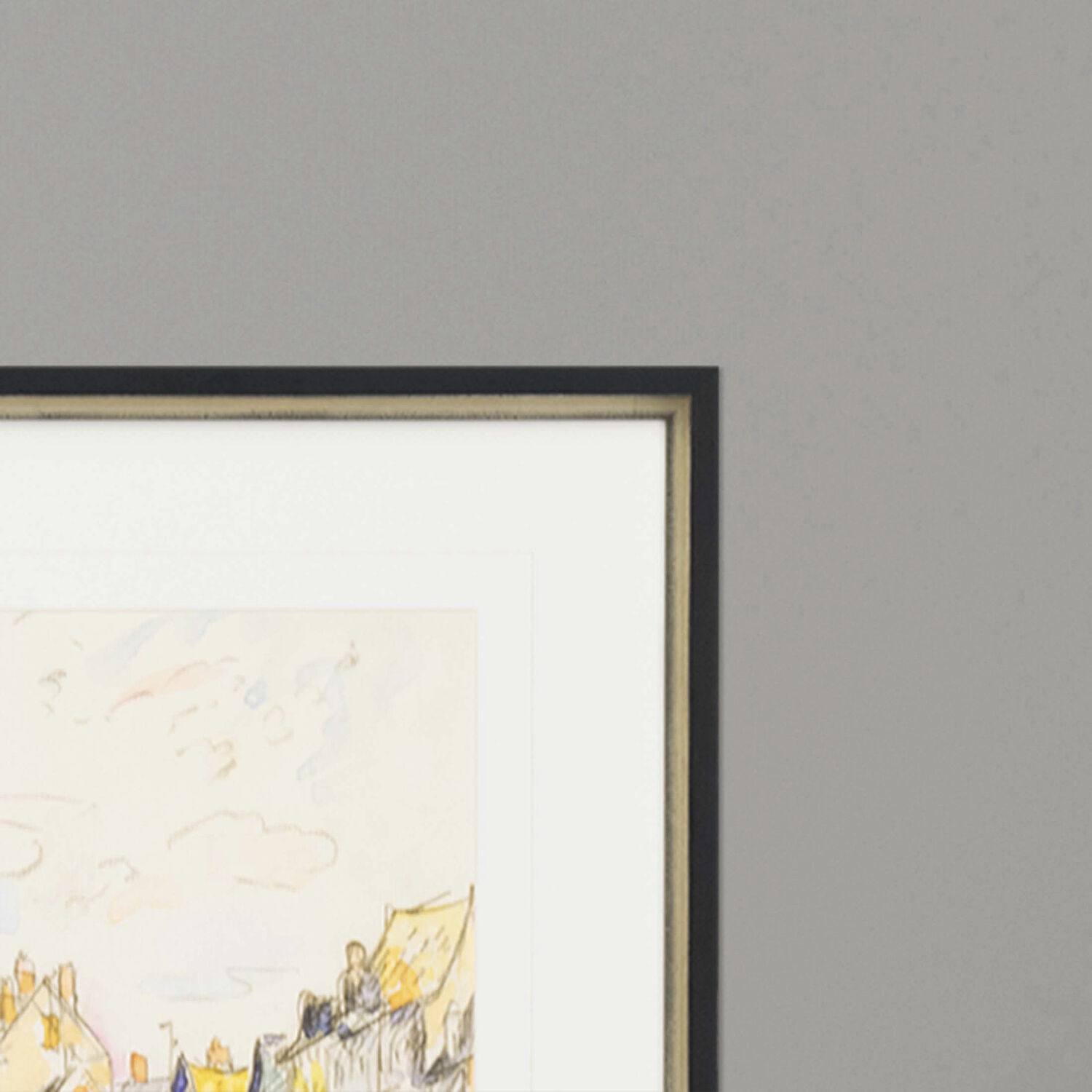 Le Croisic Paris Le Place Dauphine The Pont Neuf Paris Multi and Yellow and Turquoise and Red Framed Art