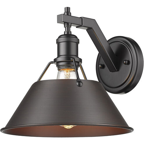Orwell 1 Light 10 inch Matte Black Wall Sconce Wall Light in Rubbed Bronze, Damp