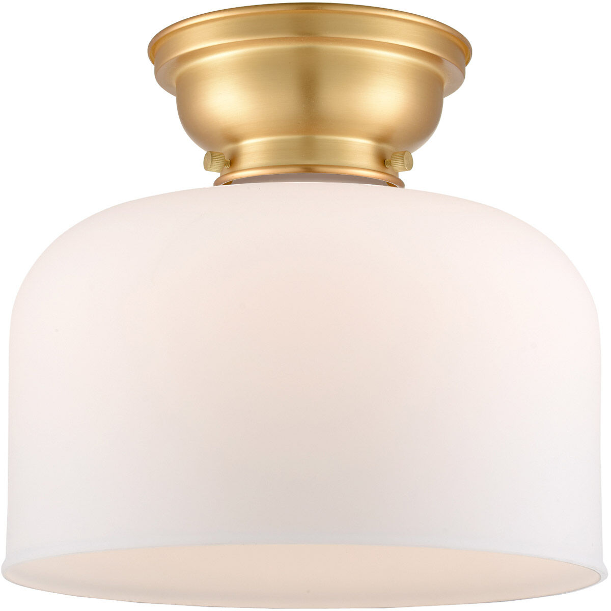 Aditi X-Large Bell LED 12 inch Satin Gold Flush Mount Ceiling Light in Matte White Glass, Aditi