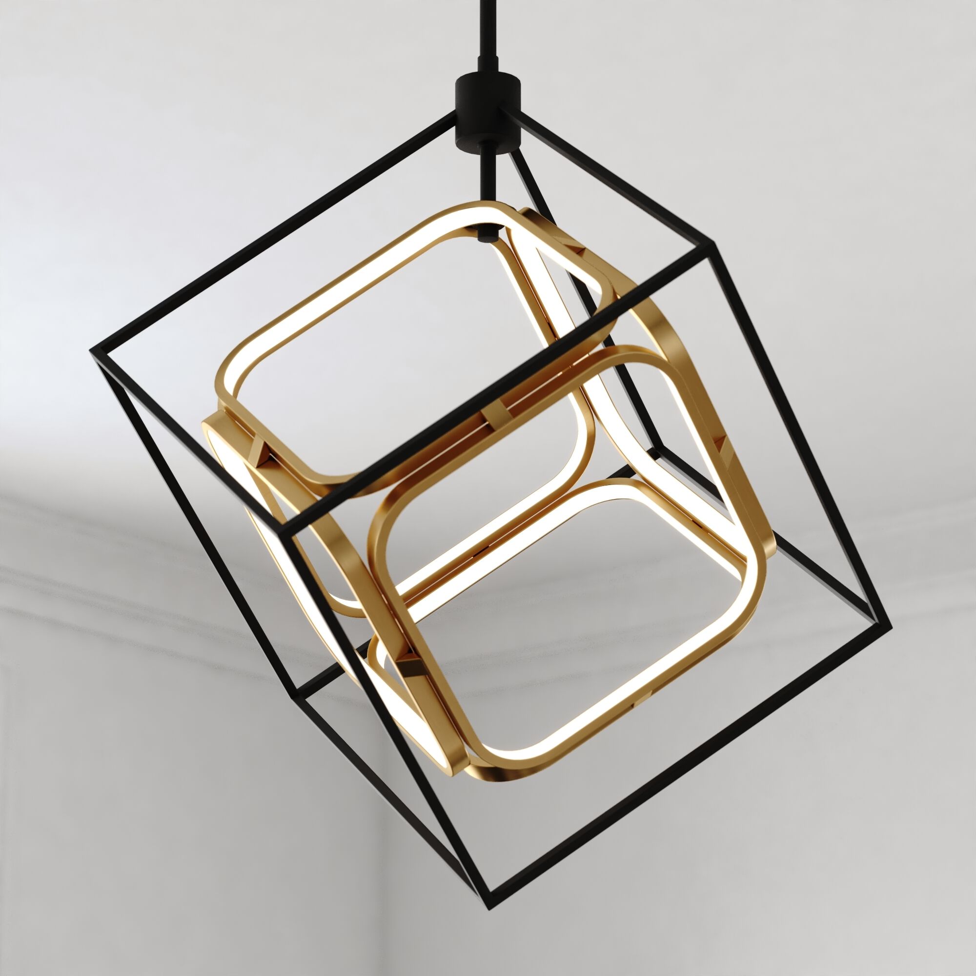 Anson LED 23.5 inch Matte Black and Gold Pendant Ceiling Light