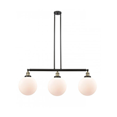 Franklin Restoration X-Large Beacon LED 42 inch Black Antique Brass Island Light Ceiling Light in Matte White Glass, Franklin Restoration
