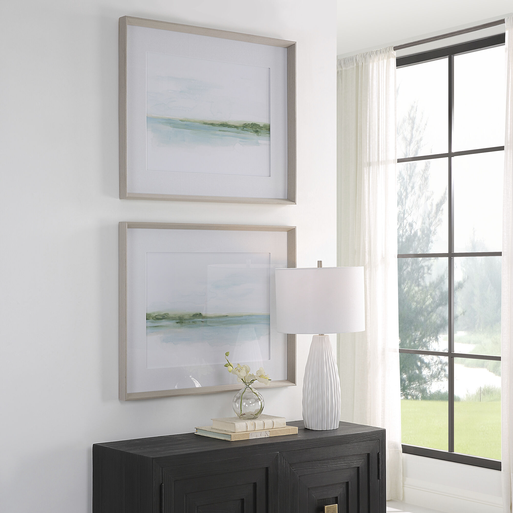 Green Ribbon Coast 32.13 X 26.13 inch Framed Prints, Set of 2