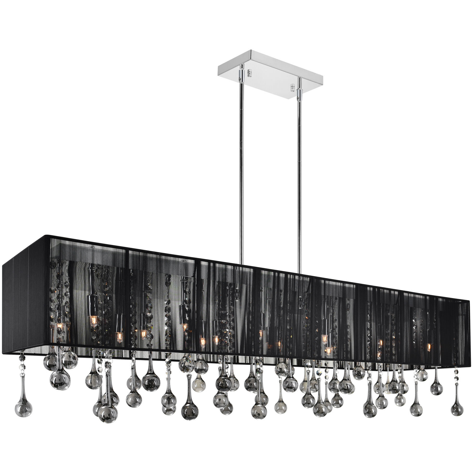 Water Drop 17 Light 13 inch Chrome Drum Shade Chandelier Ceiling Light in Black / Smoke