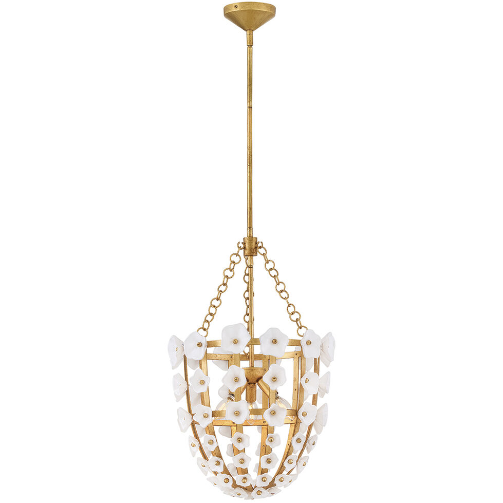 Azalea 3 Light 16.5 inch Distressed Brass Pendant Ceiling Light