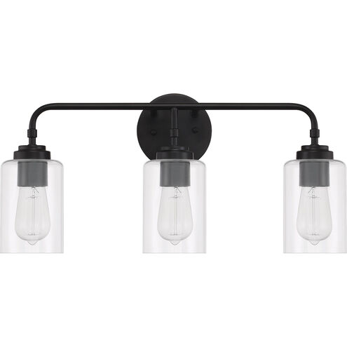 Stowe 3 Light 22 inch Flat Black Vanity Light Wall Light