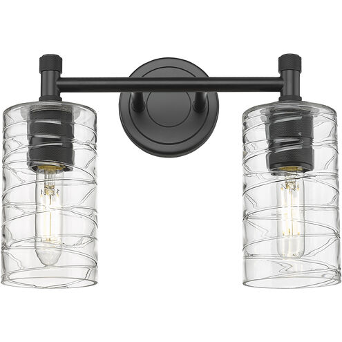 Downtown Urban Crown Point 2 Light 13.88 inch Matte Black Bath Vanity Light Wall Light in Deco Swirl